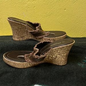 New Stefania Italy High Cork Wedge Sandals w/ Embellishments!